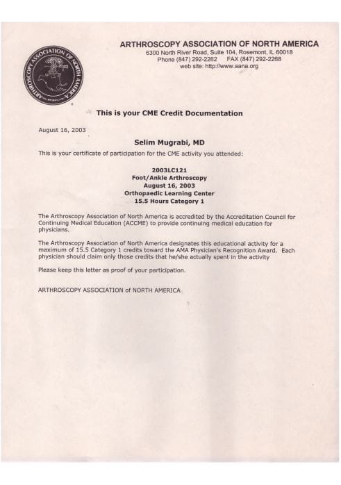 2003 Arthroscopy Assosiation of North America