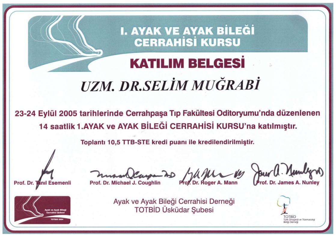2005 1. Ayak ve Ayak Bilegi Cerrahisi Kursu