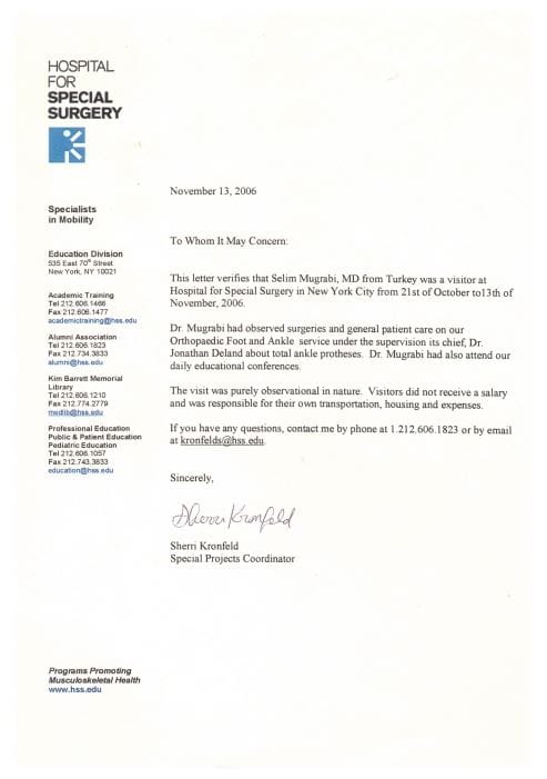 2006 Hospital for Special Surgery in Newyork City