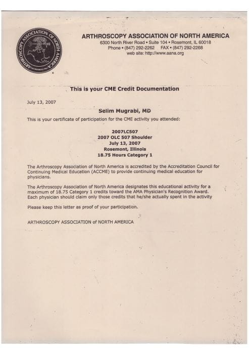 2007 Arthroscopy Assosiation of North America