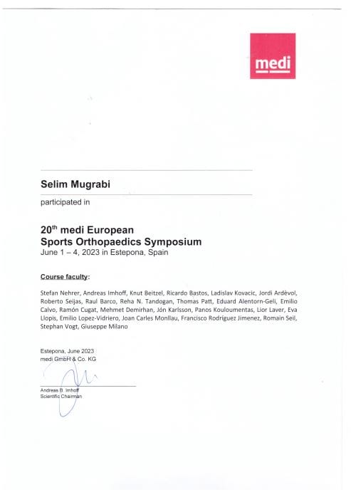 20th medi European Sports Orthopaedics Symposium